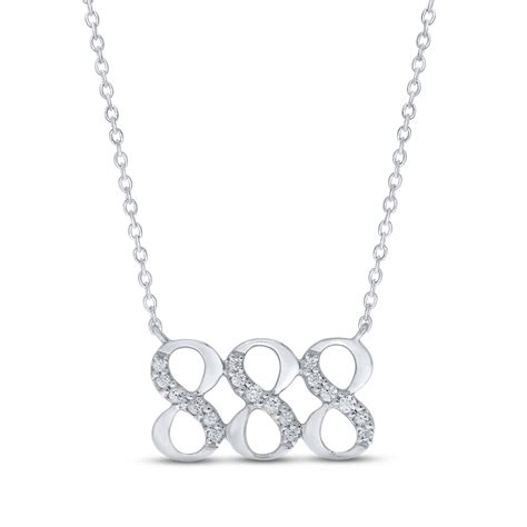 Diamond Angel Number 888 Necklace 1/10 ct tw .
